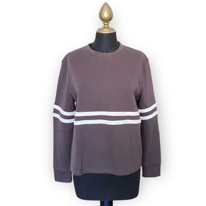 All:Row Pullover Sweatshirt Crew Neck Long Sleeve Striped Grey White Size Small